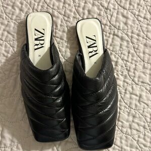 Zara Quilted Leather Mules (Size 36)